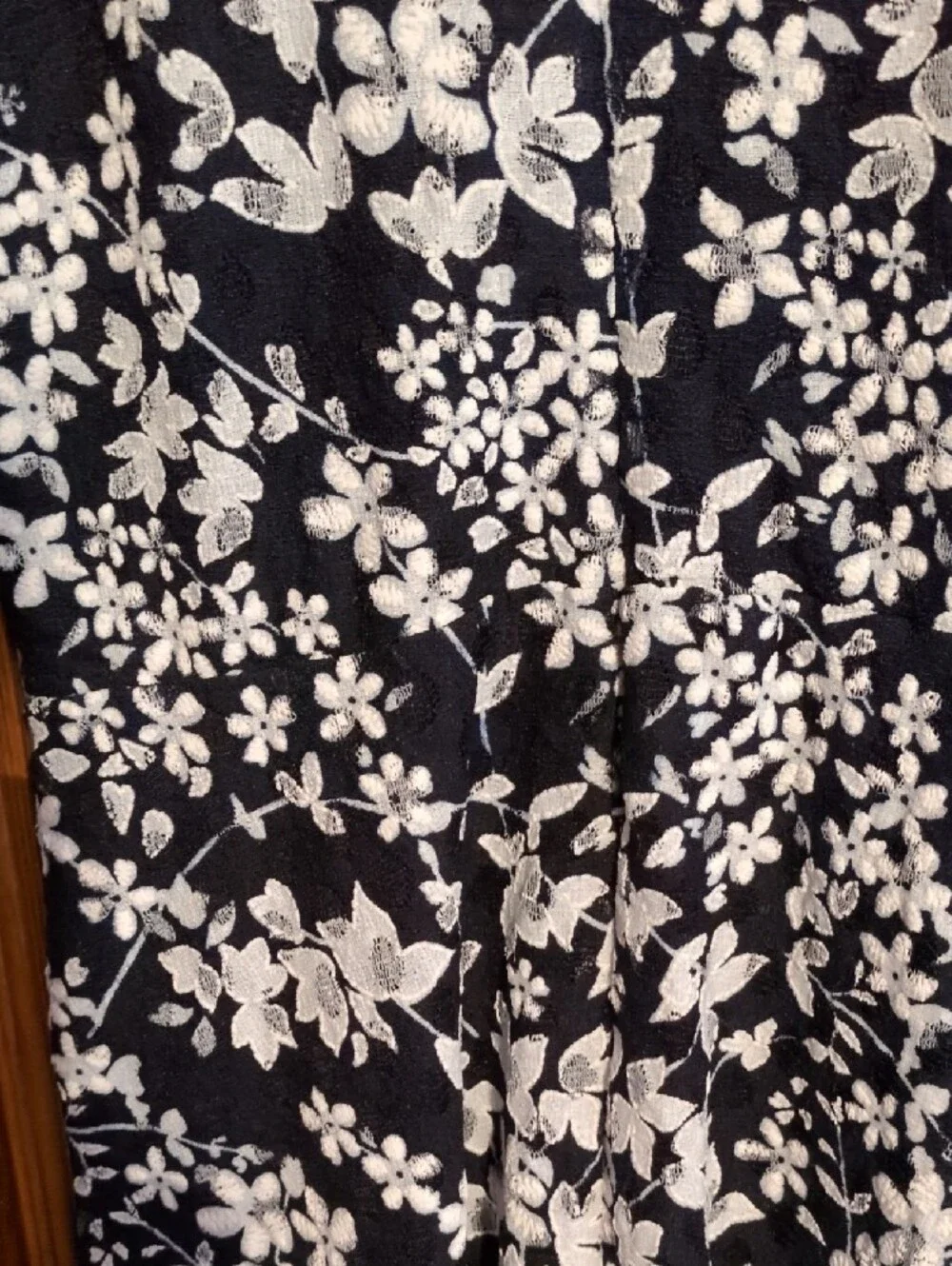 Tommy Hilfiger Black Midi Dress with White Floral Pattern